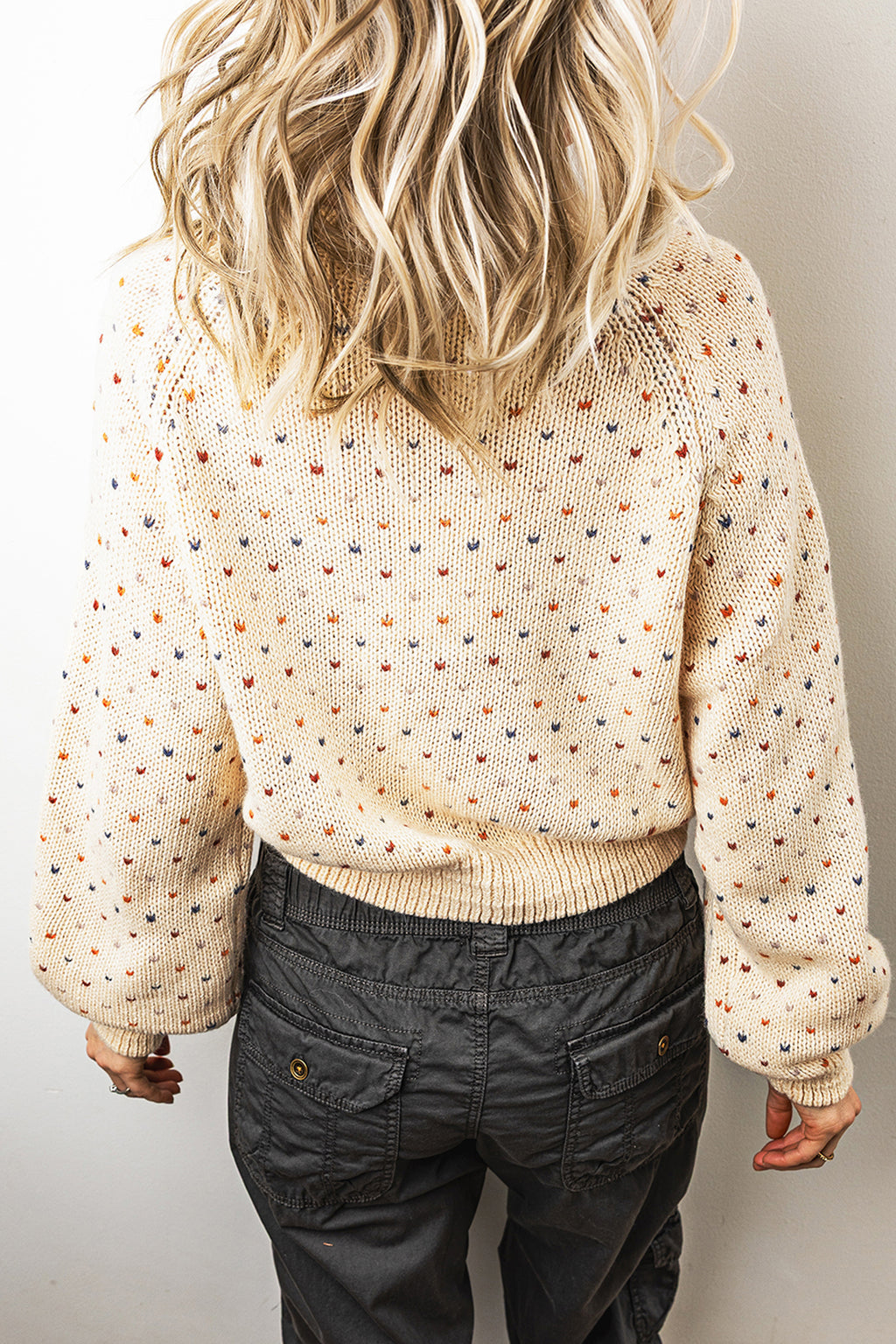 Beige Geometric Print Button Front Long Sleeve Regular Fit Cardigan Online Only