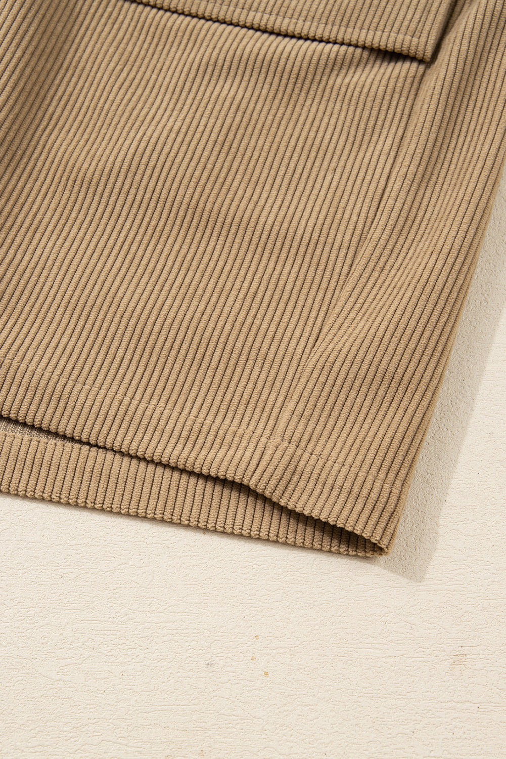 Camel Corduroy Buttoned Front Faux Pockets Mini Skirt Online Only
