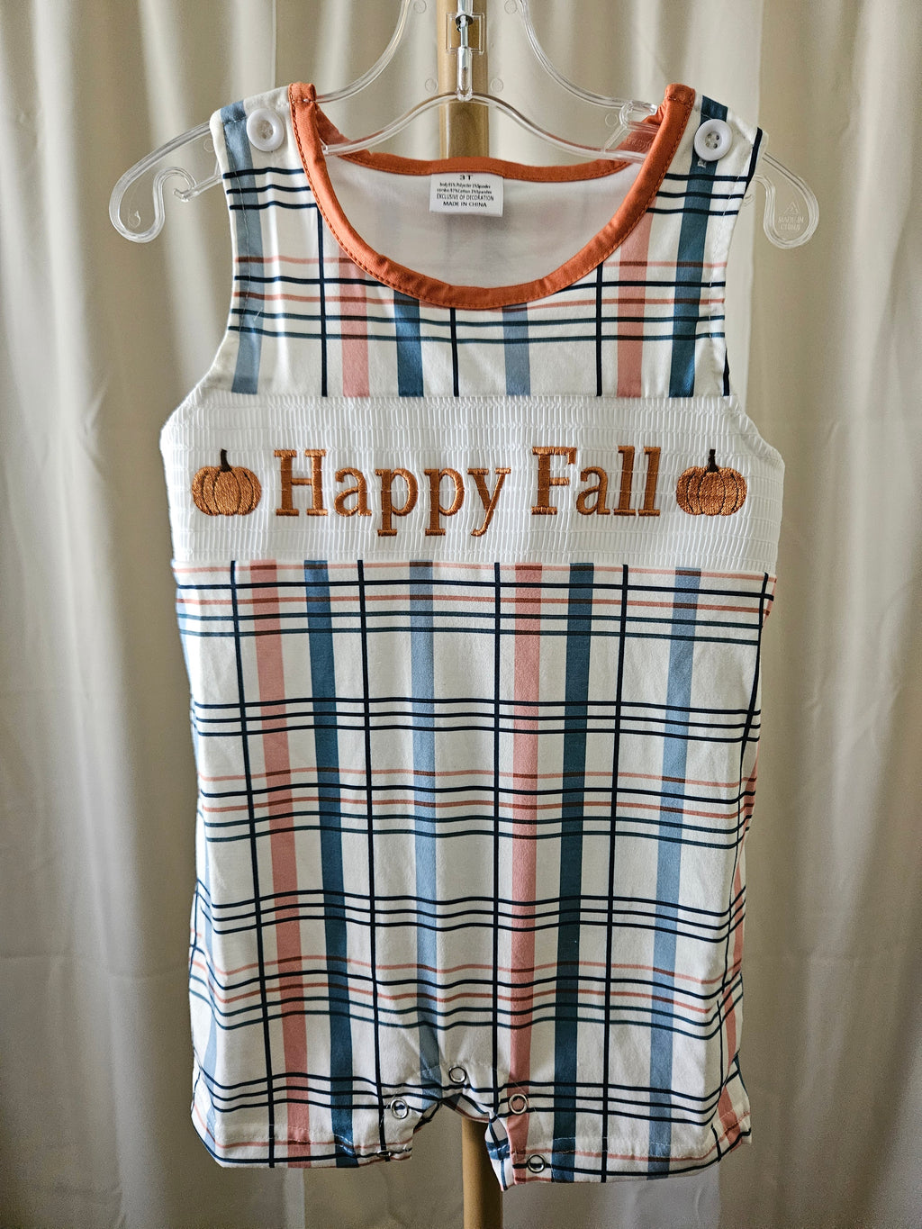 Custom Made Fall Plaid Jon Jon – 3T