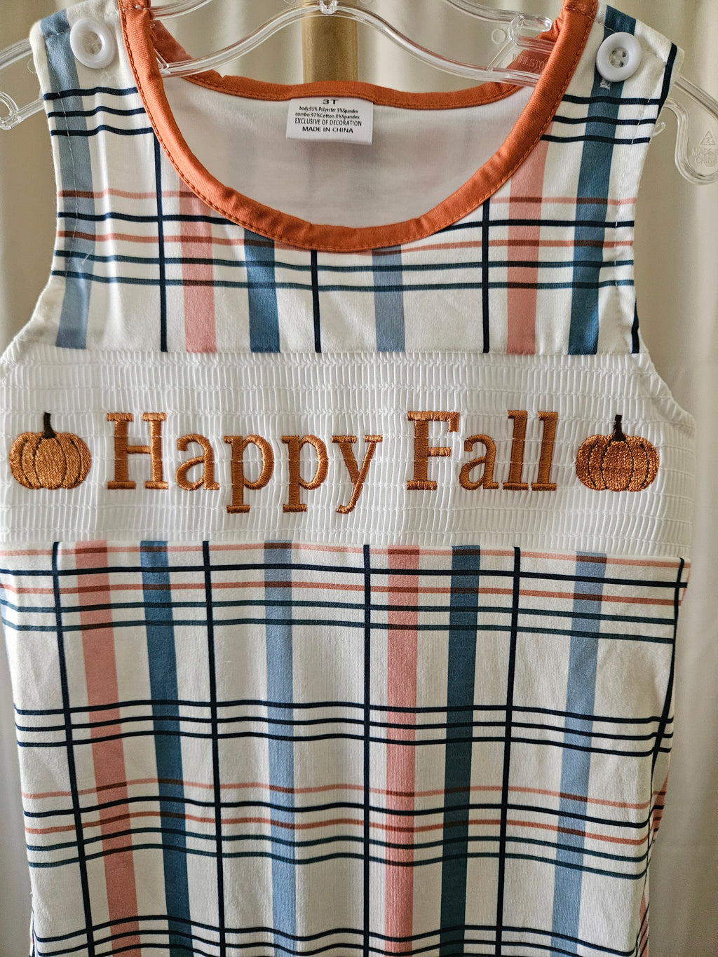 Custom Made Fall Plaid Jon Jon – 3T