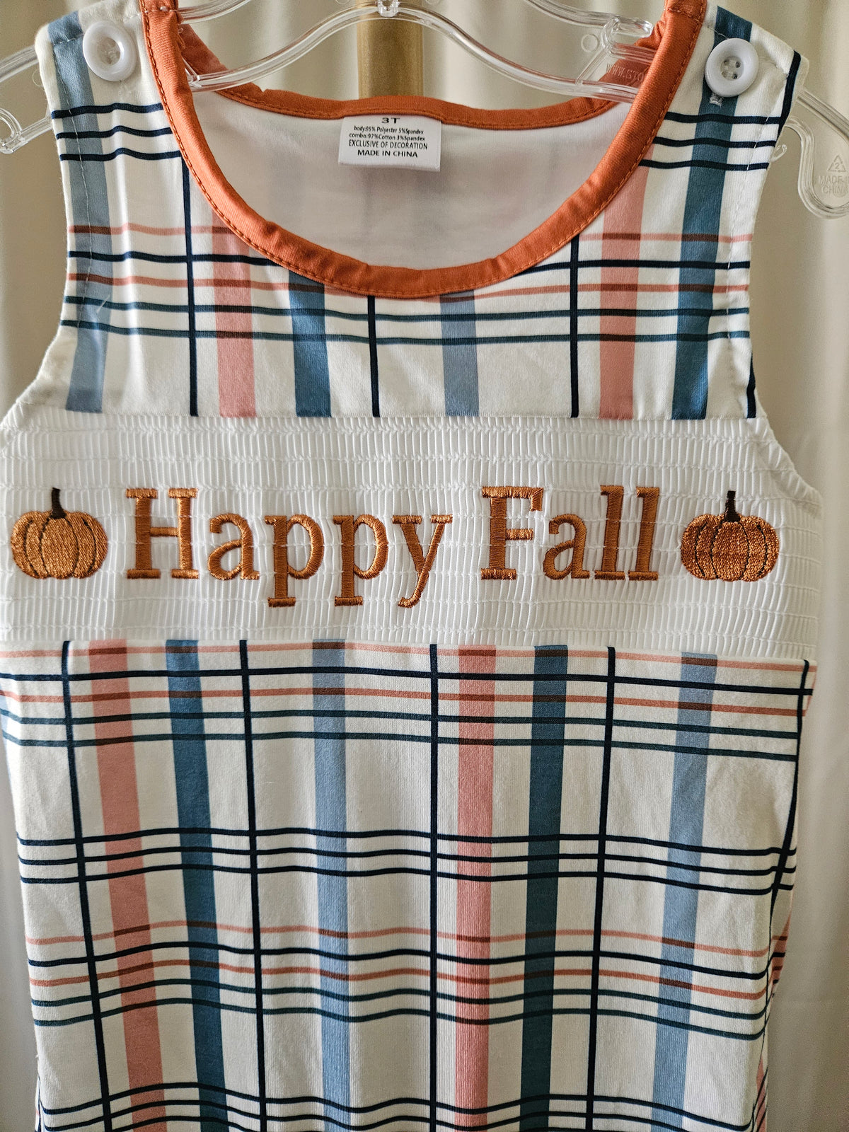 Custom Made Fall Plaid Jon Jon – 3T