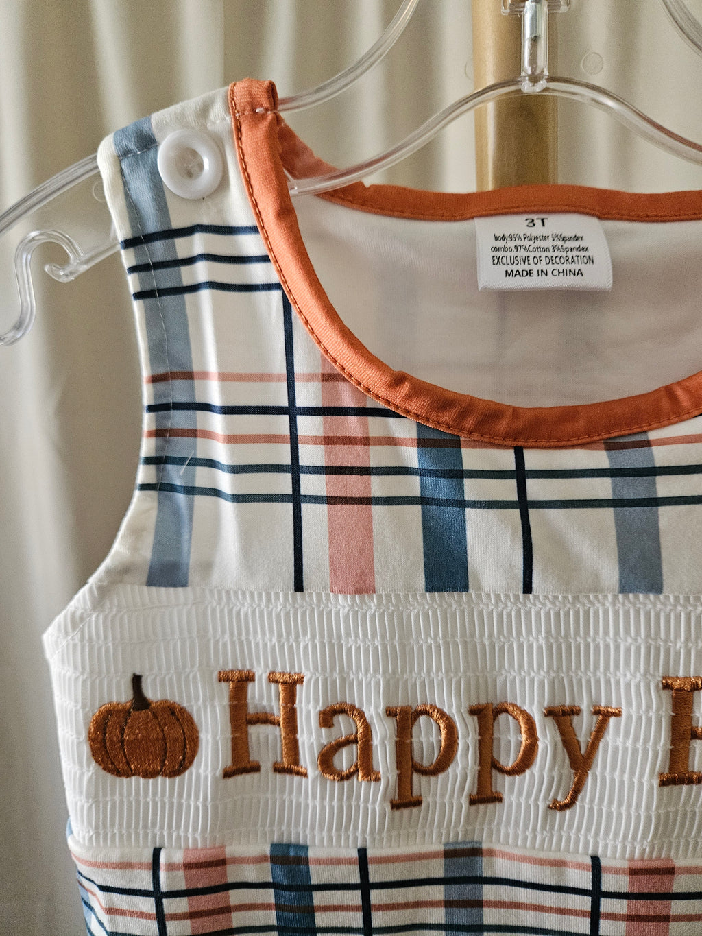 Custom Made Fall Plaid Jon Jon – 3T