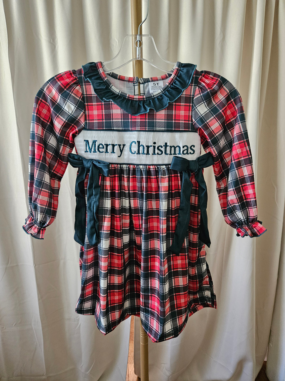 Custom Made Christmas Plaid Dress Size 5T