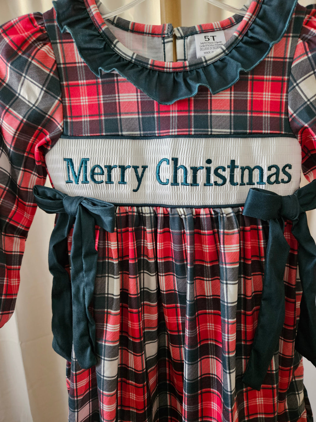 Custom Made Christmas Plaid Dress Size 5T