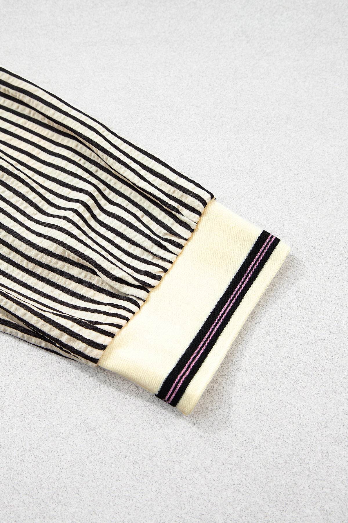 Black Stripe Patchwork Striped V Neck Tunic Plus Size Blouse Online Only