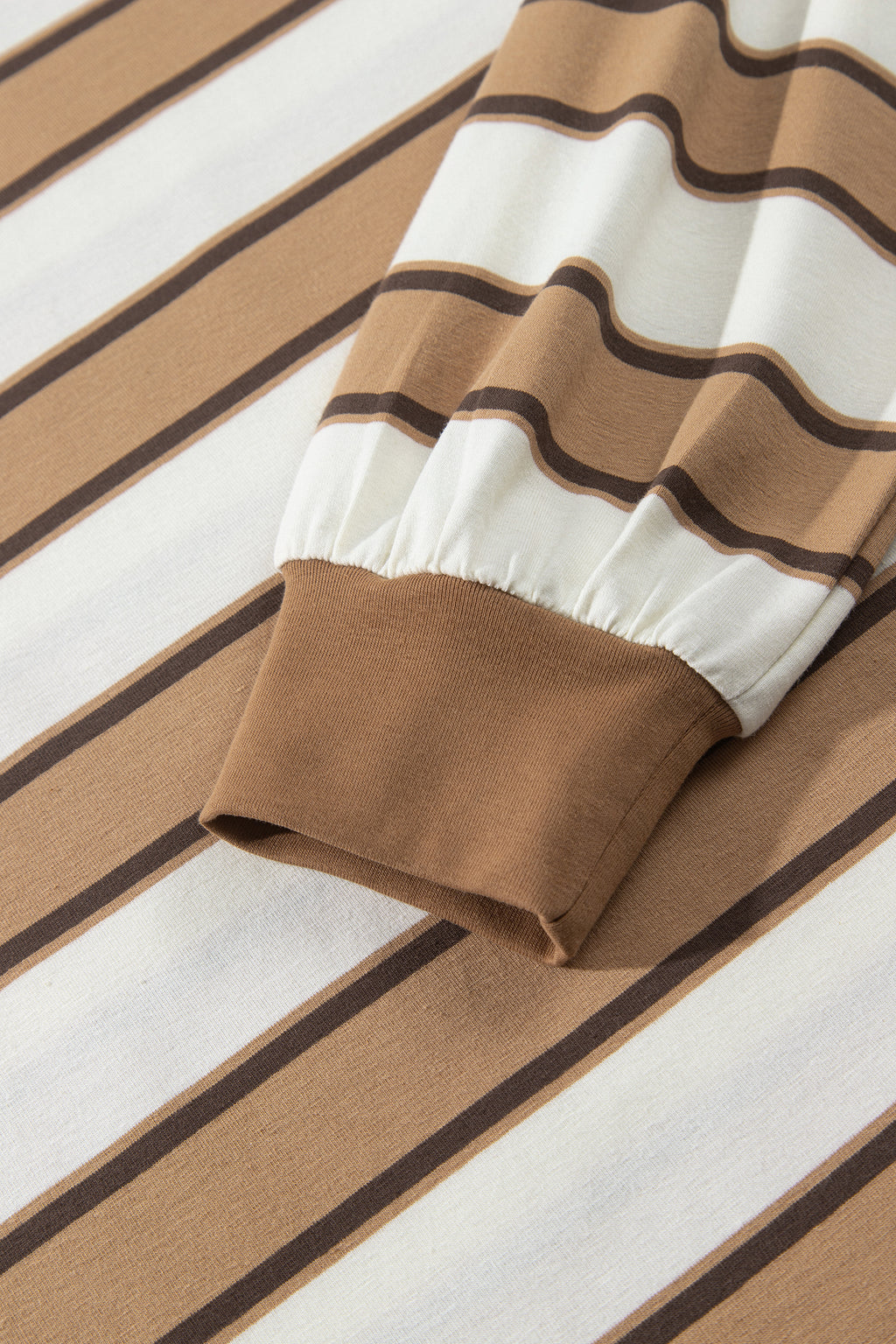 Khaki Stripe Contrast Trim Patchwork Casual Two-Piece Pants Set Online Only