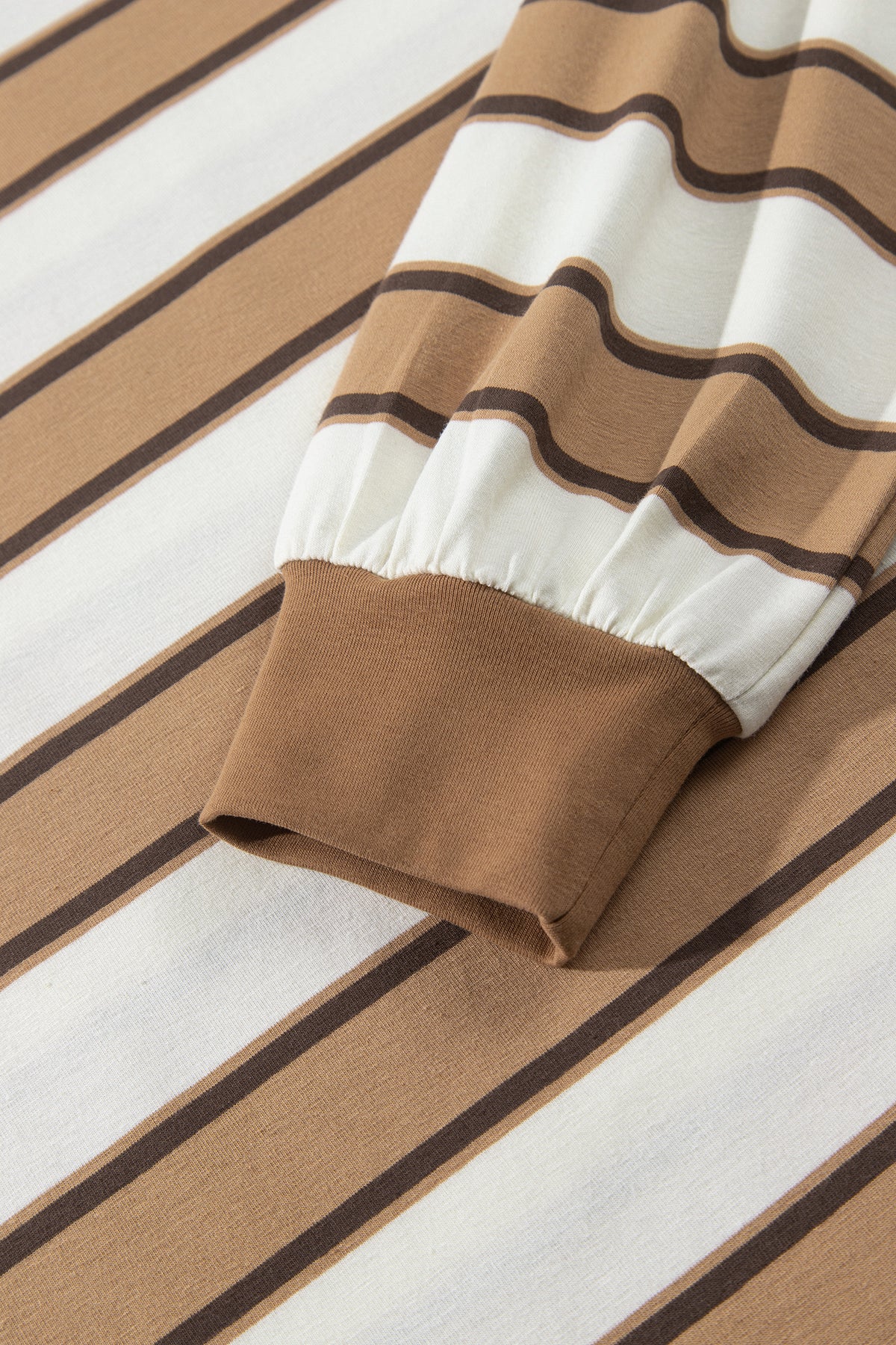Khaki Stripe Contrast Trim Patchwork Casual Two-Piece Pants Set Online Only