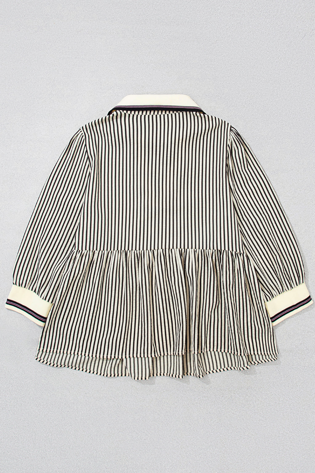 Black Stripe Patchwork Striped V Neck Tunic Plus Size Blouse Online Only