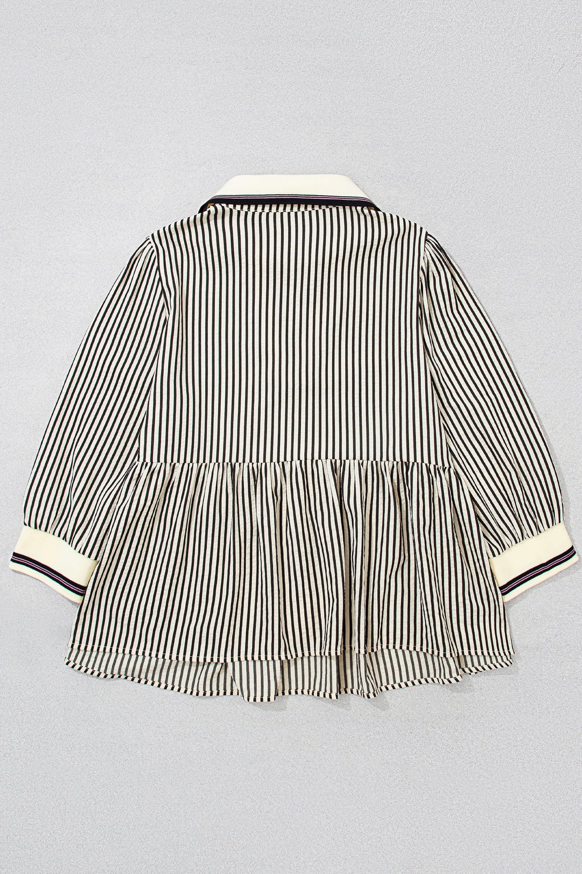 Black Stripe Patchwork Striped V Neck Tunic Plus Size Blouse Online Only