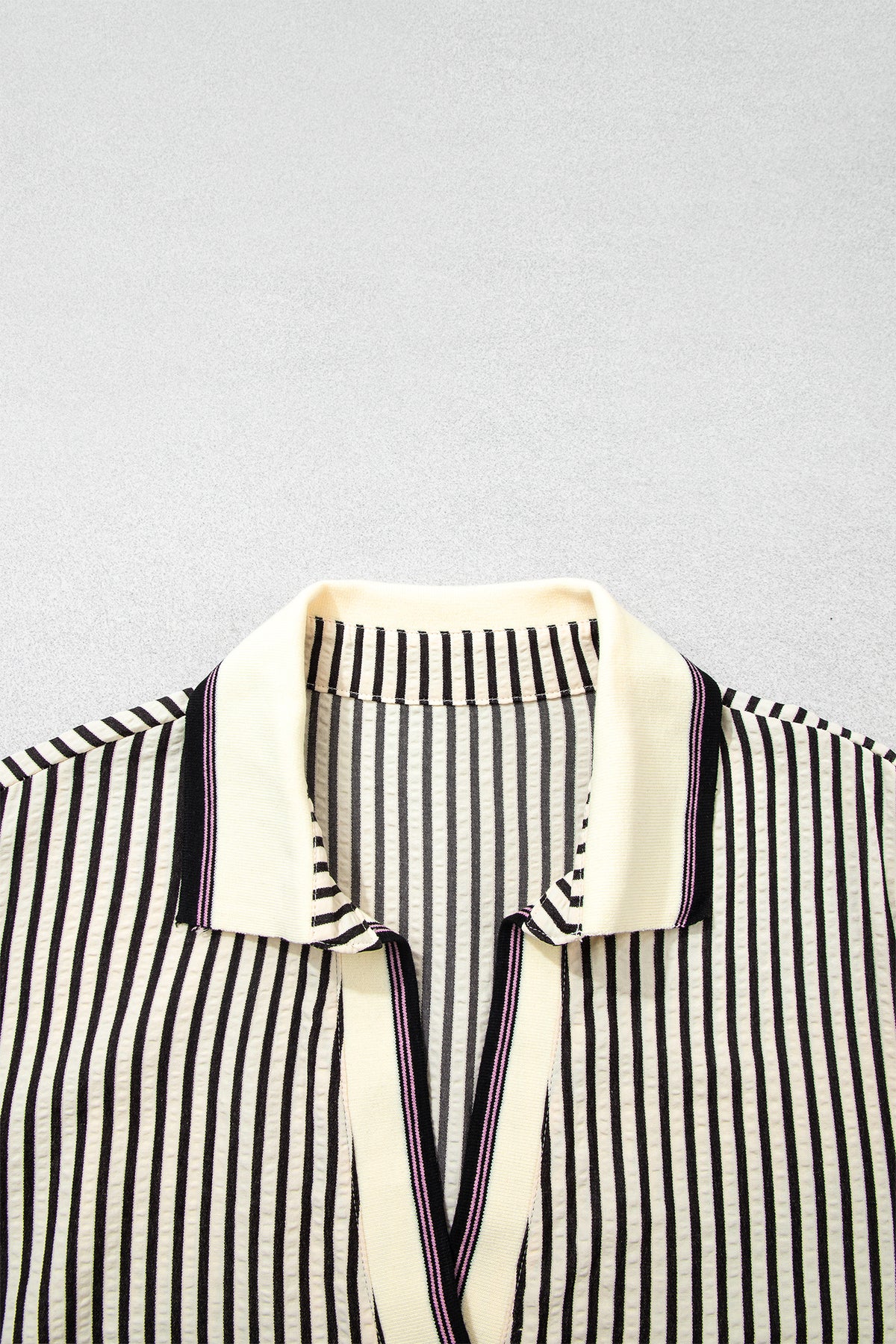 Black Stripe Patchwork Striped V Neck Tunic Plus Size Blouse Online Only