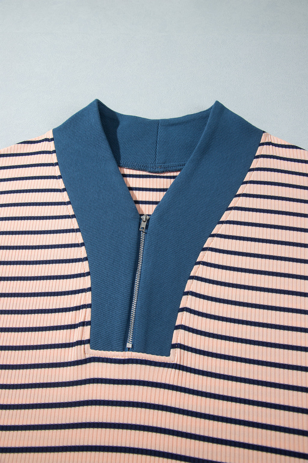 Pink Stripe Striped Colorblock V Neck Long Sleeve Plus Size Set Online Only