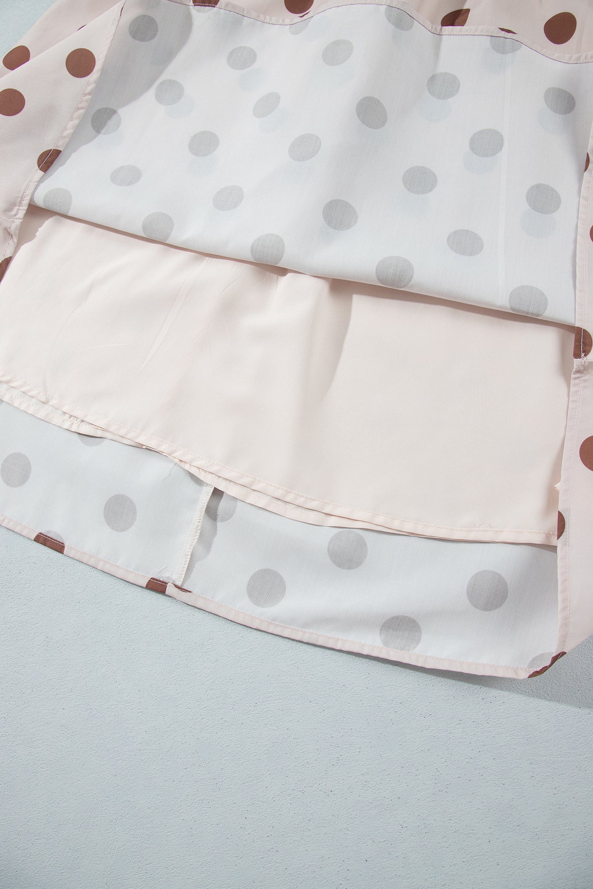 Beige Polka Dot Midi Long Sleeve Dress Online Only