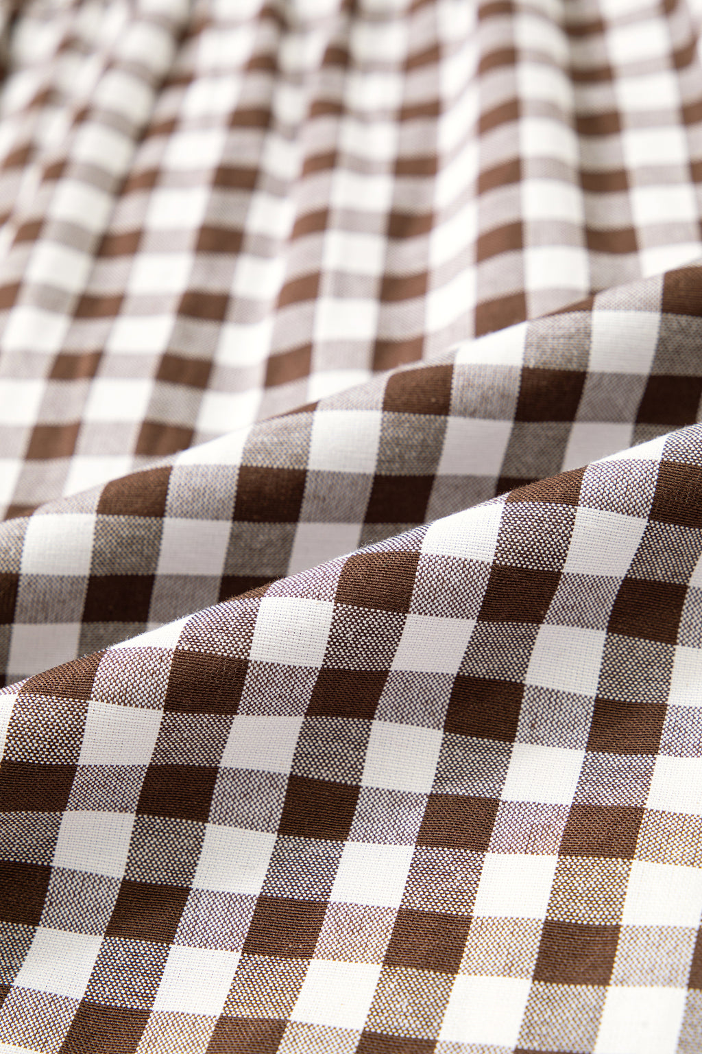 Brown Plaid Knot Half Sleeve Button Down Shirt Online Only