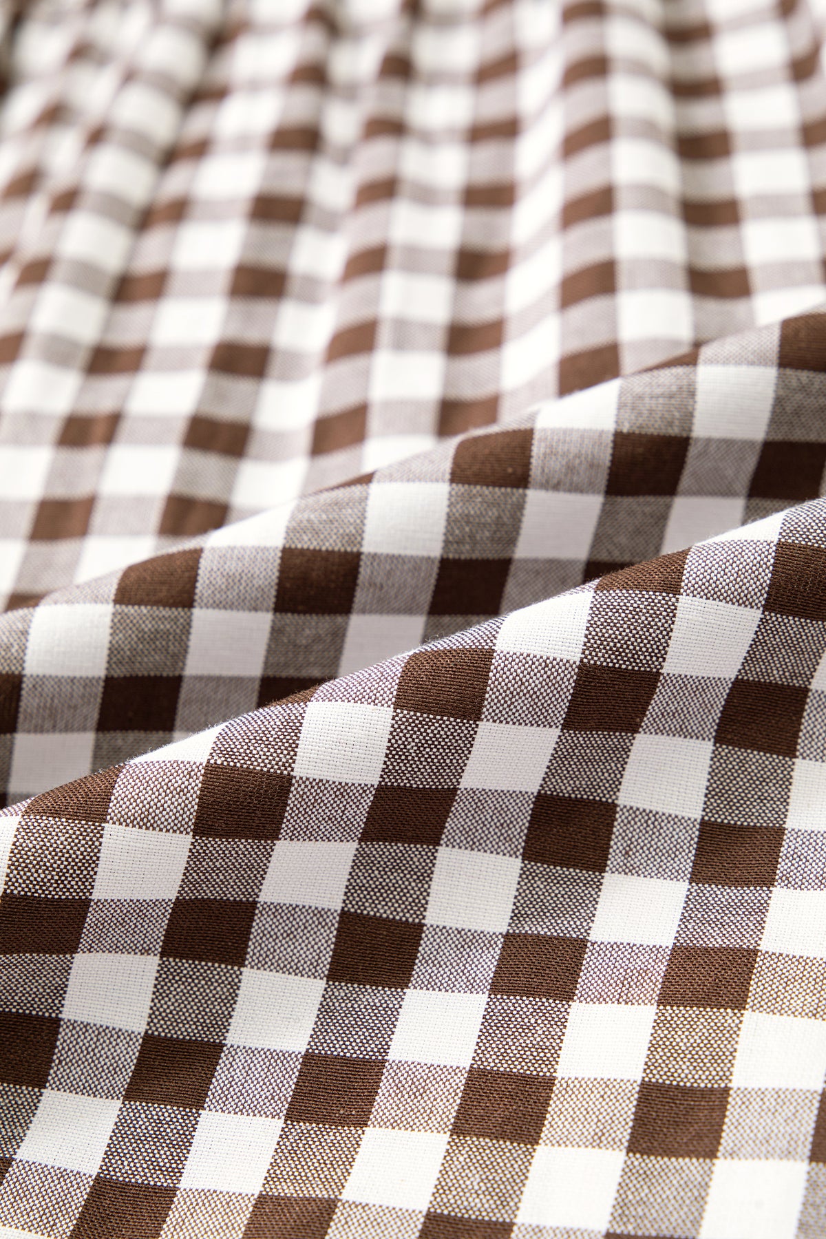 Brown Plaid Knot Half Sleeve Button Down Shirt Online Only