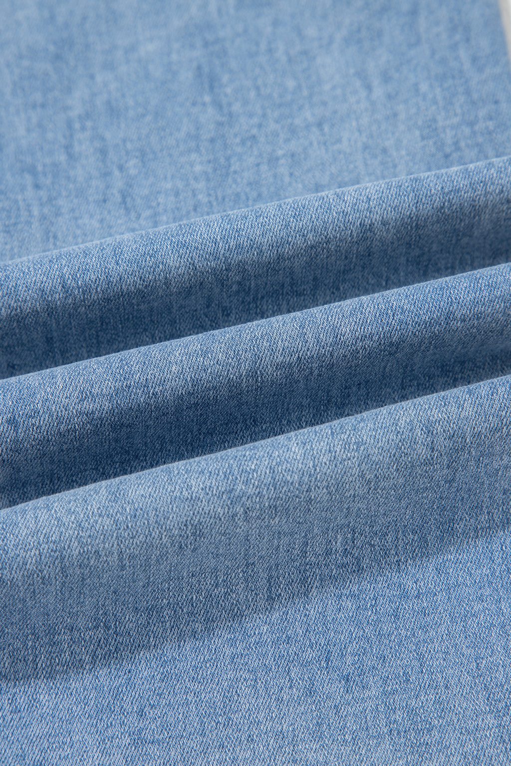 Beau Blue Drawstring Waist Wide Leg Ankle Length Jeans Online Only