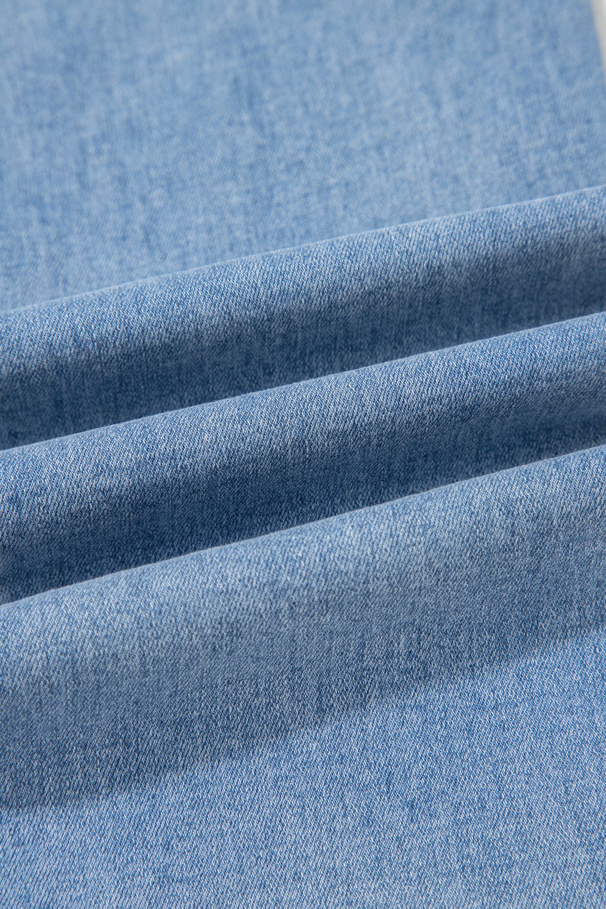 Beau Blue Drawstring Waist Wide Leg Ankle Length Jeans Online Only