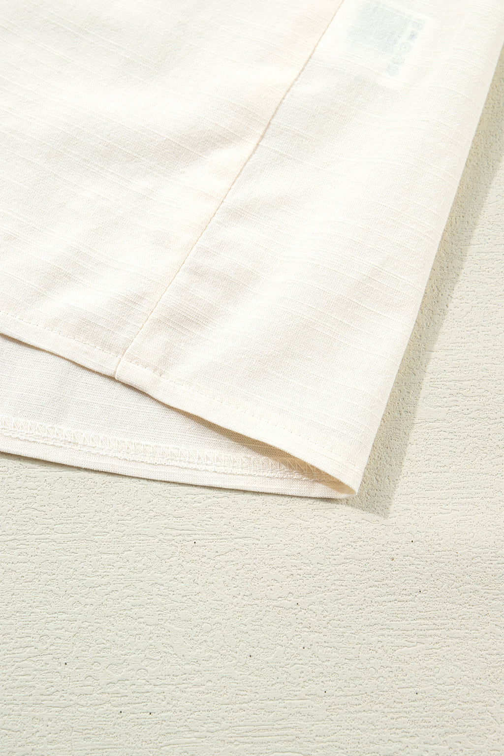 Beige Contrast Color Trim Button Down Long Puff Sleeve Shirt Online Only
