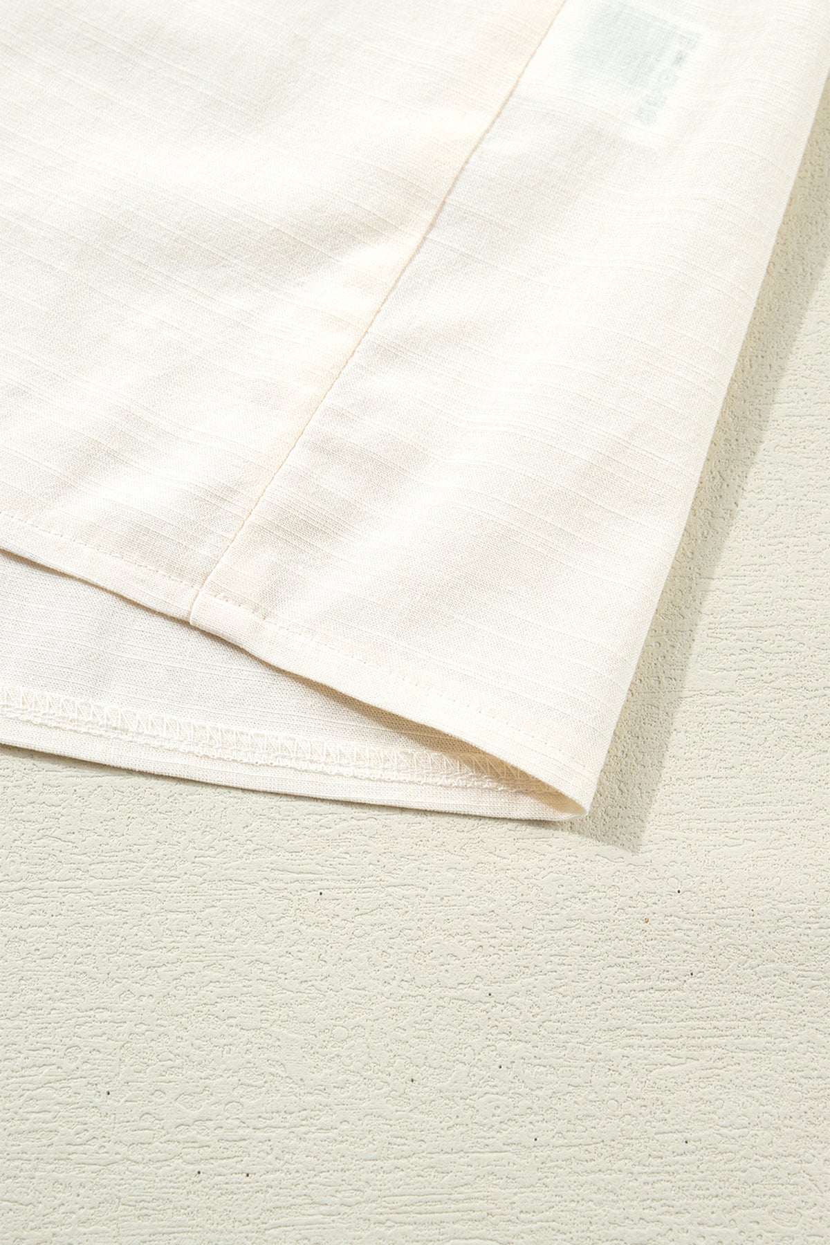 Beige Contrast Color Trim Button Down Long Puff Sleeve Shirt Online Only