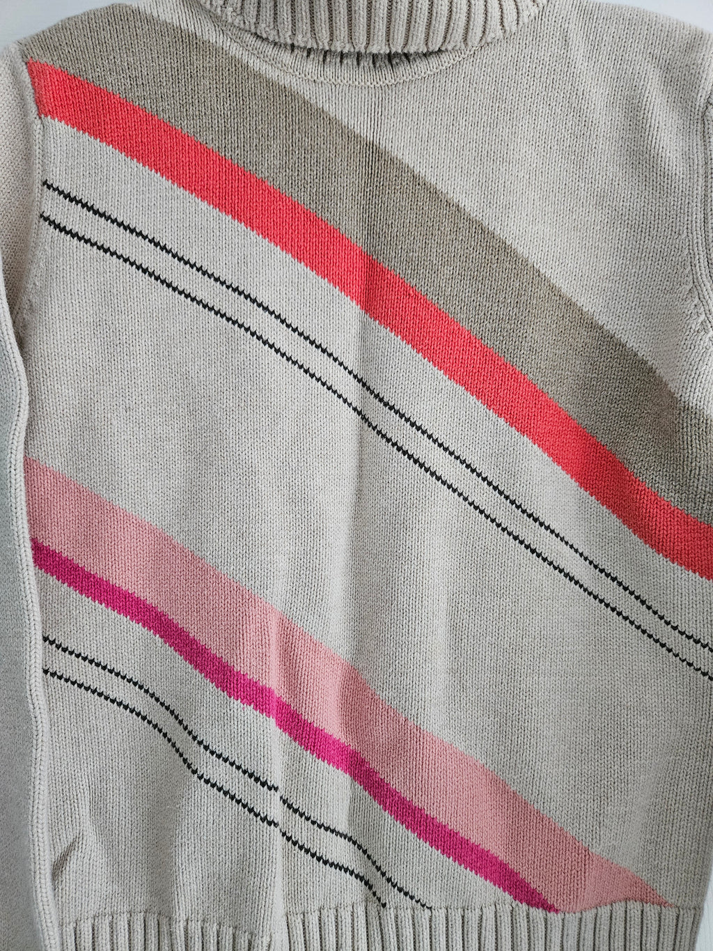 Liz Claborne Beige Striped Turtleneck Sweater Sz Sm