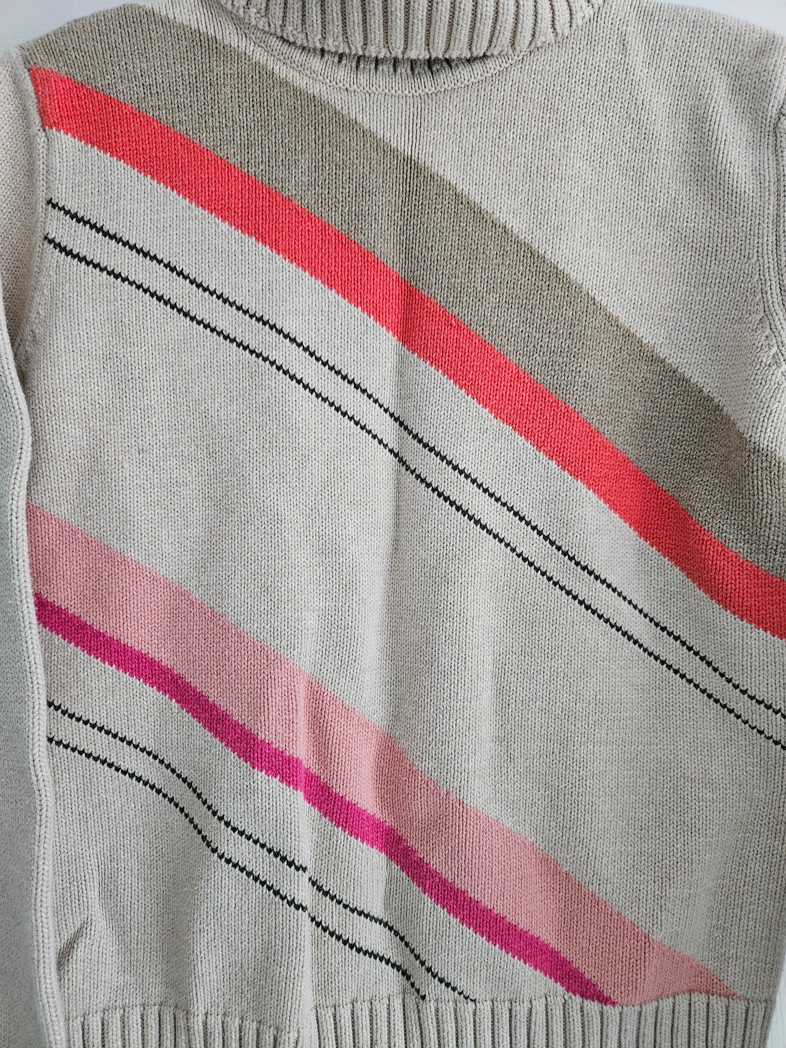 Liz Claborne Beige Striped Turtleneck Sweater Sz Sm