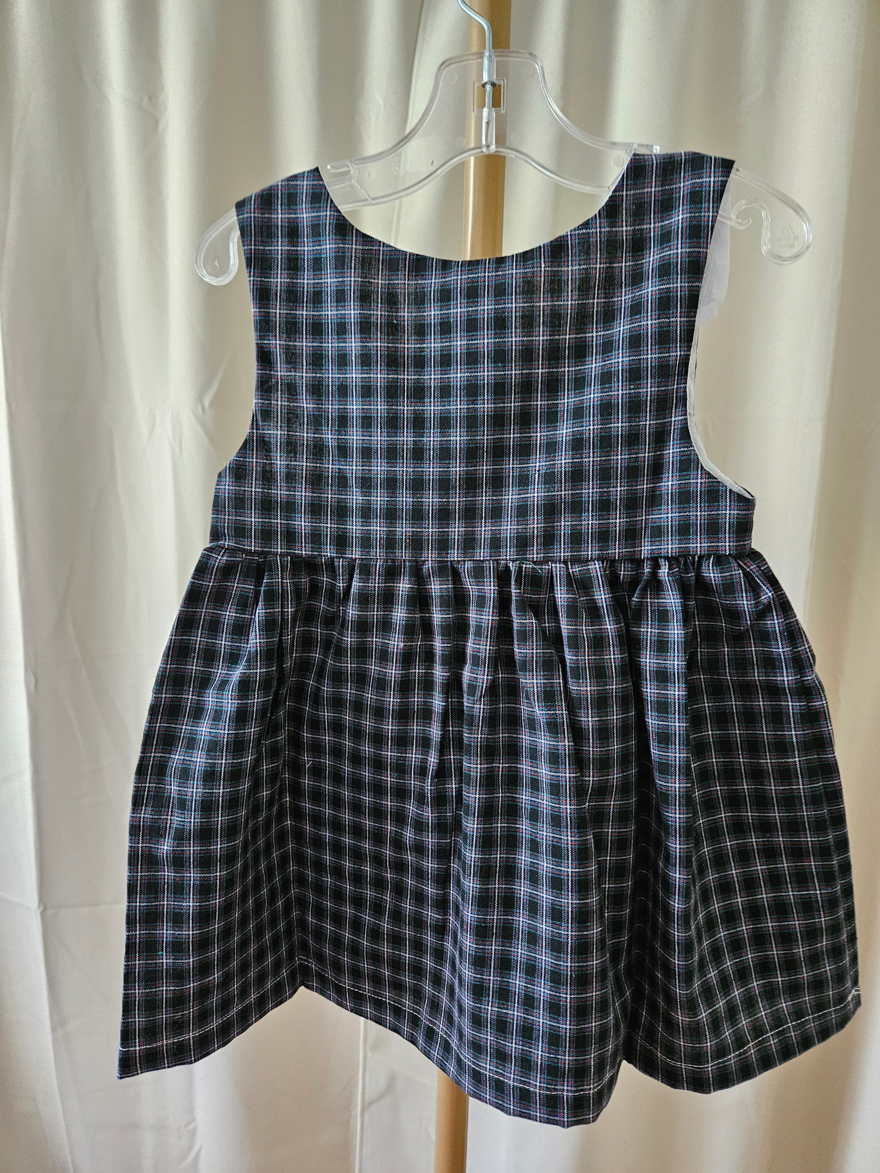 Lil Cactus Christmas Tree Appliqué Plaid Dress with Red Bow
