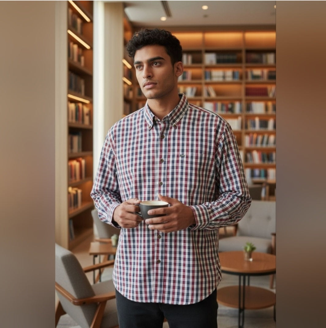 Izod Men's Plaid Shirt - Red, Blue, and White Sz Lg