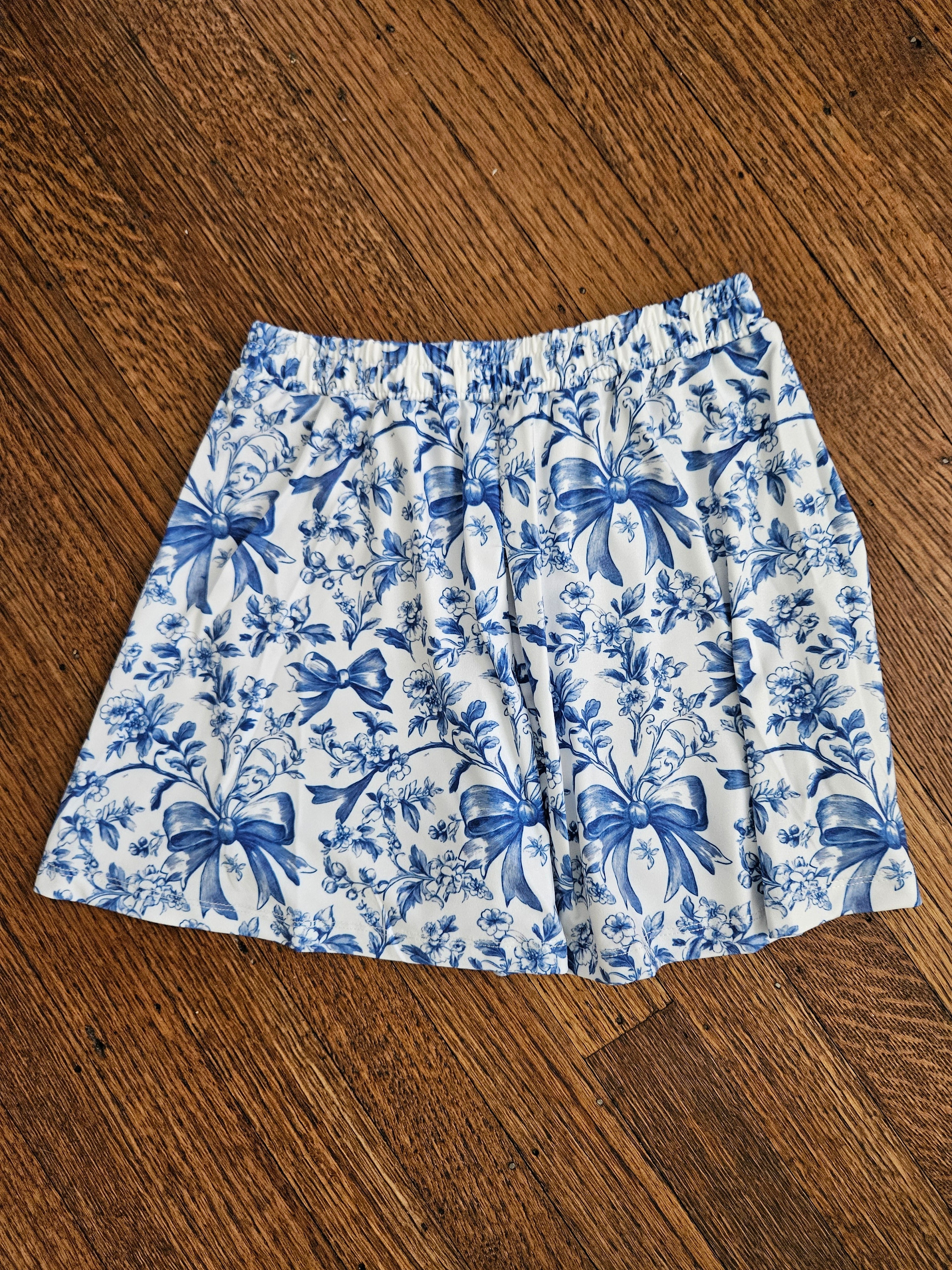 Millie Loves Lily Blue Flutter Top & Blue/White Bow Floral Skort Set | Sizes 6 & 8