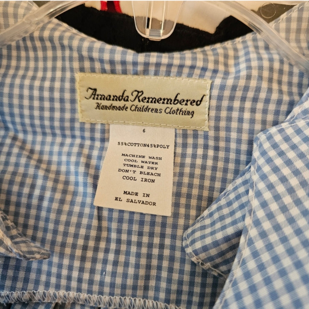 NWT Amanda Remembered Blue Gingham Alice In Wonderland Kids Dress/jumper Sz 6