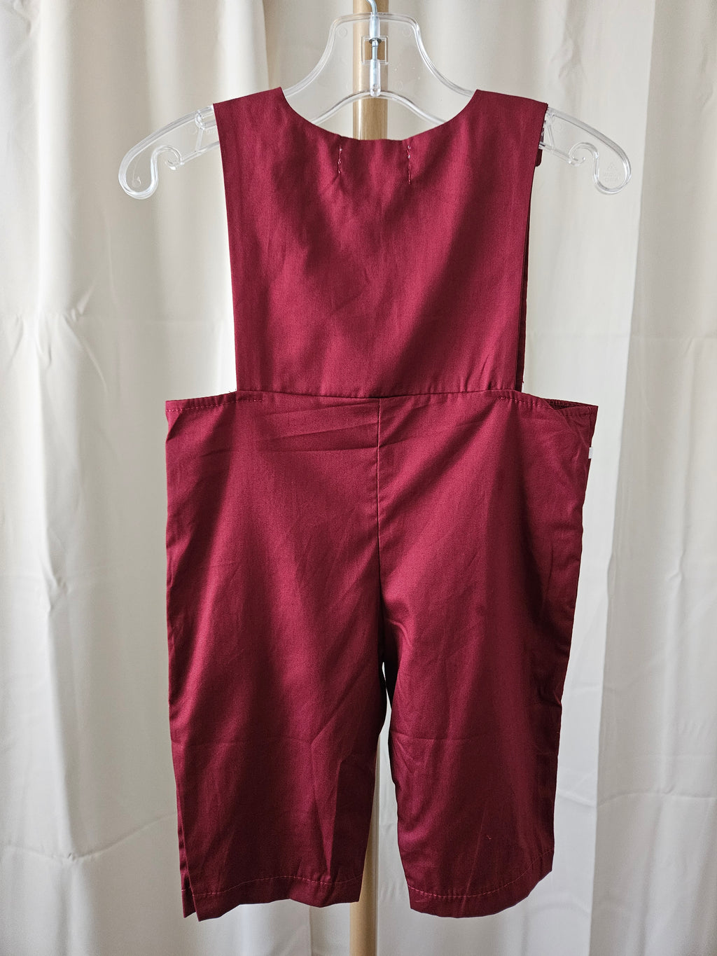 Rylee Faith Designs Dark Red Smocked Christening Bishop Romper
