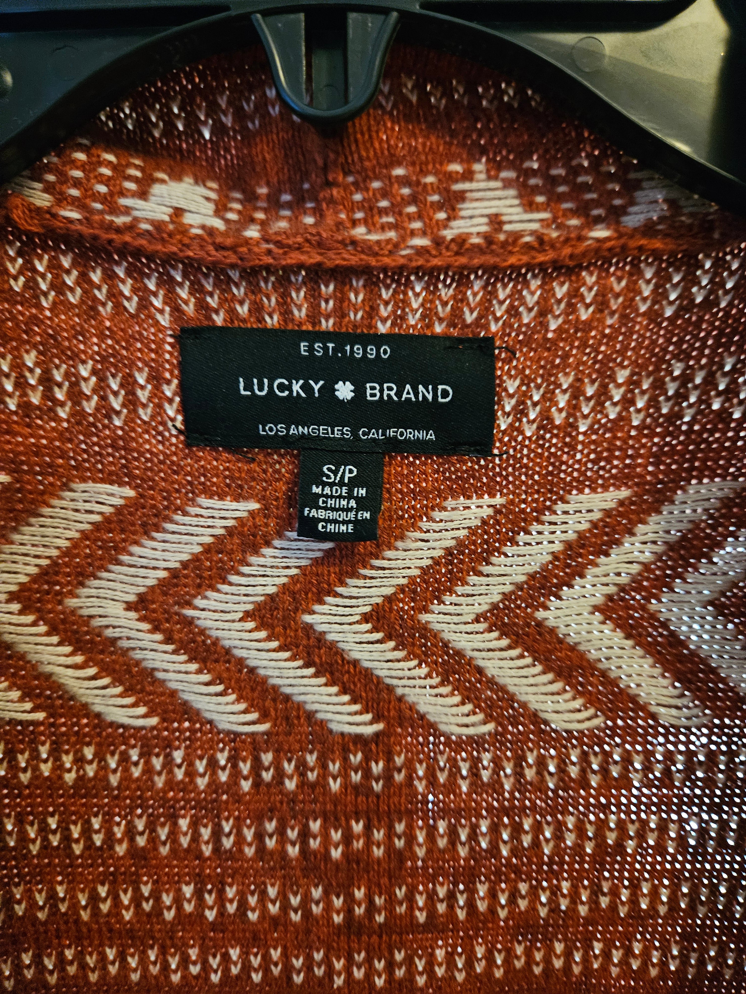 Lucky Brand Rust Patterned Cardigan Sz Sm