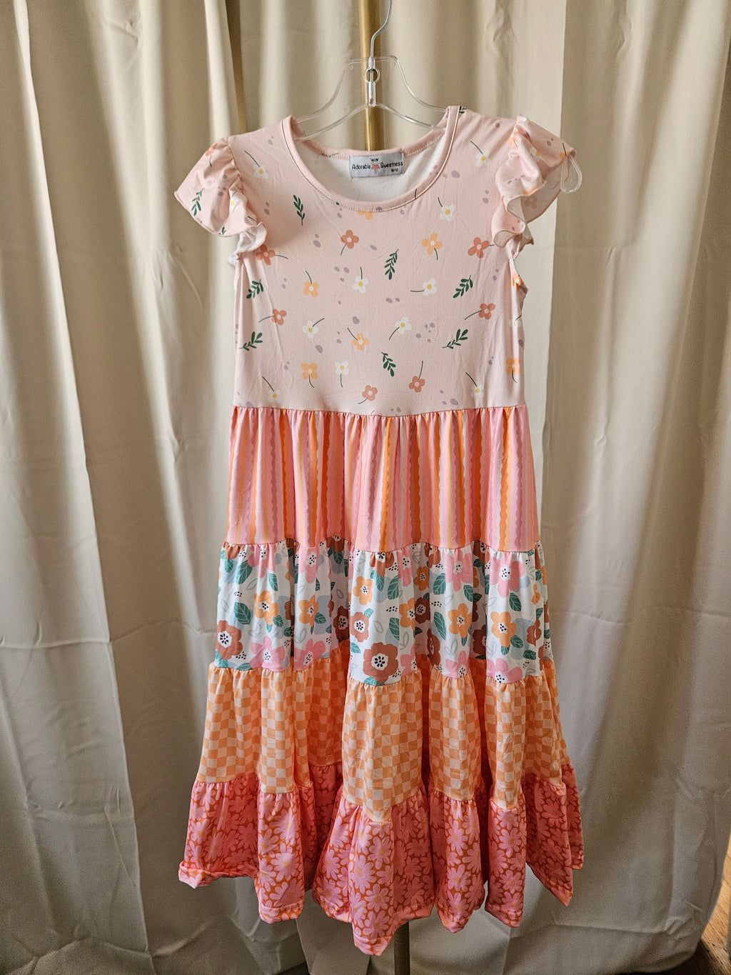 🌸 Adorable Sweetness Ava Retro Floral Check Tiered Dress 🌸