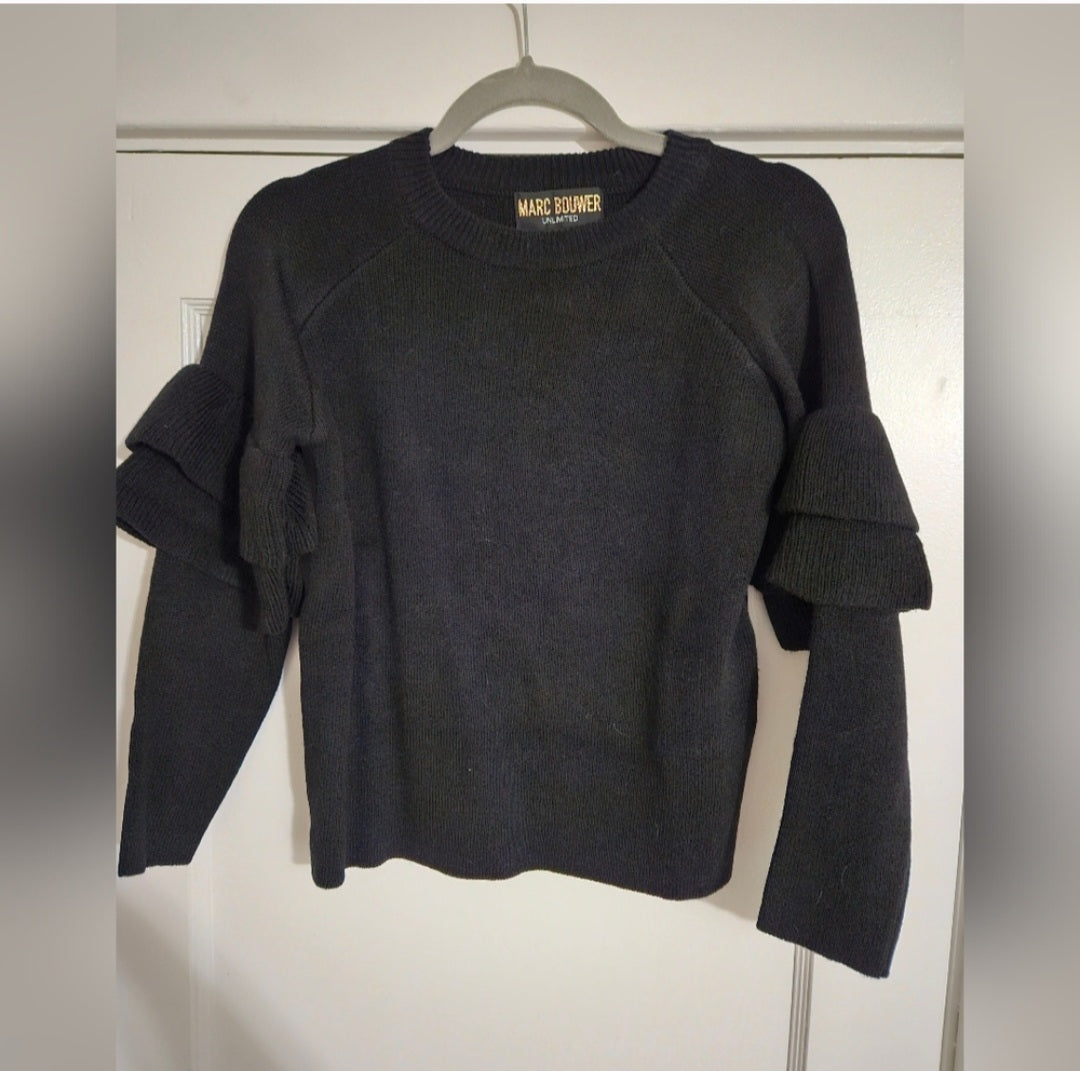 Marc Bouwer Black Tulip Sleeve Sweater Sz Small