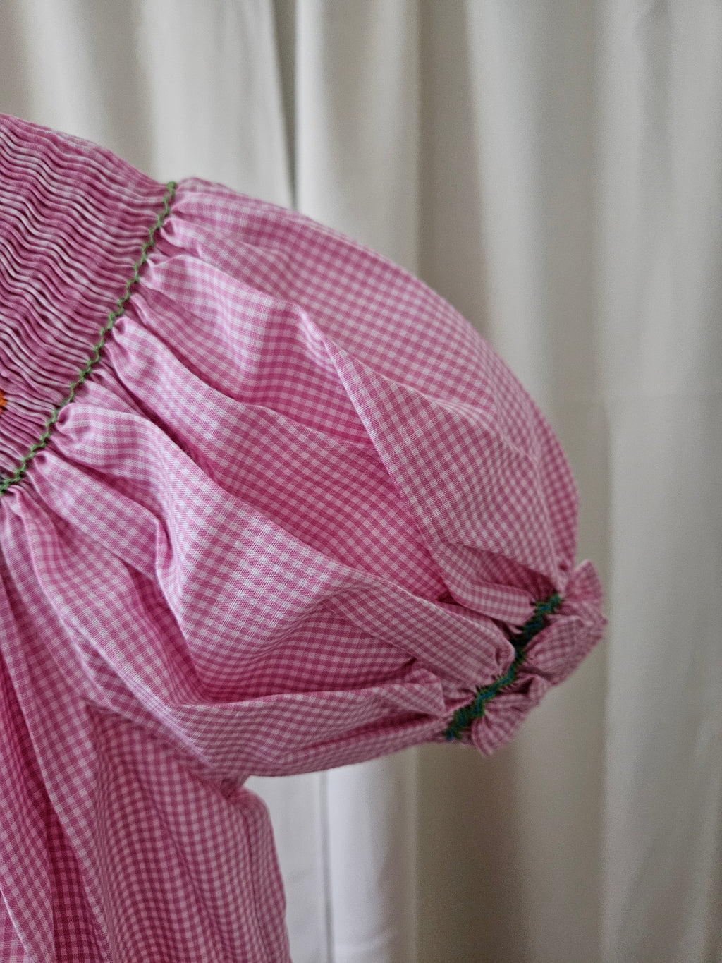 Mom & Me Girls Sz 5 Pink & White Gingham Mary Poppins Smocked Bishop Dress