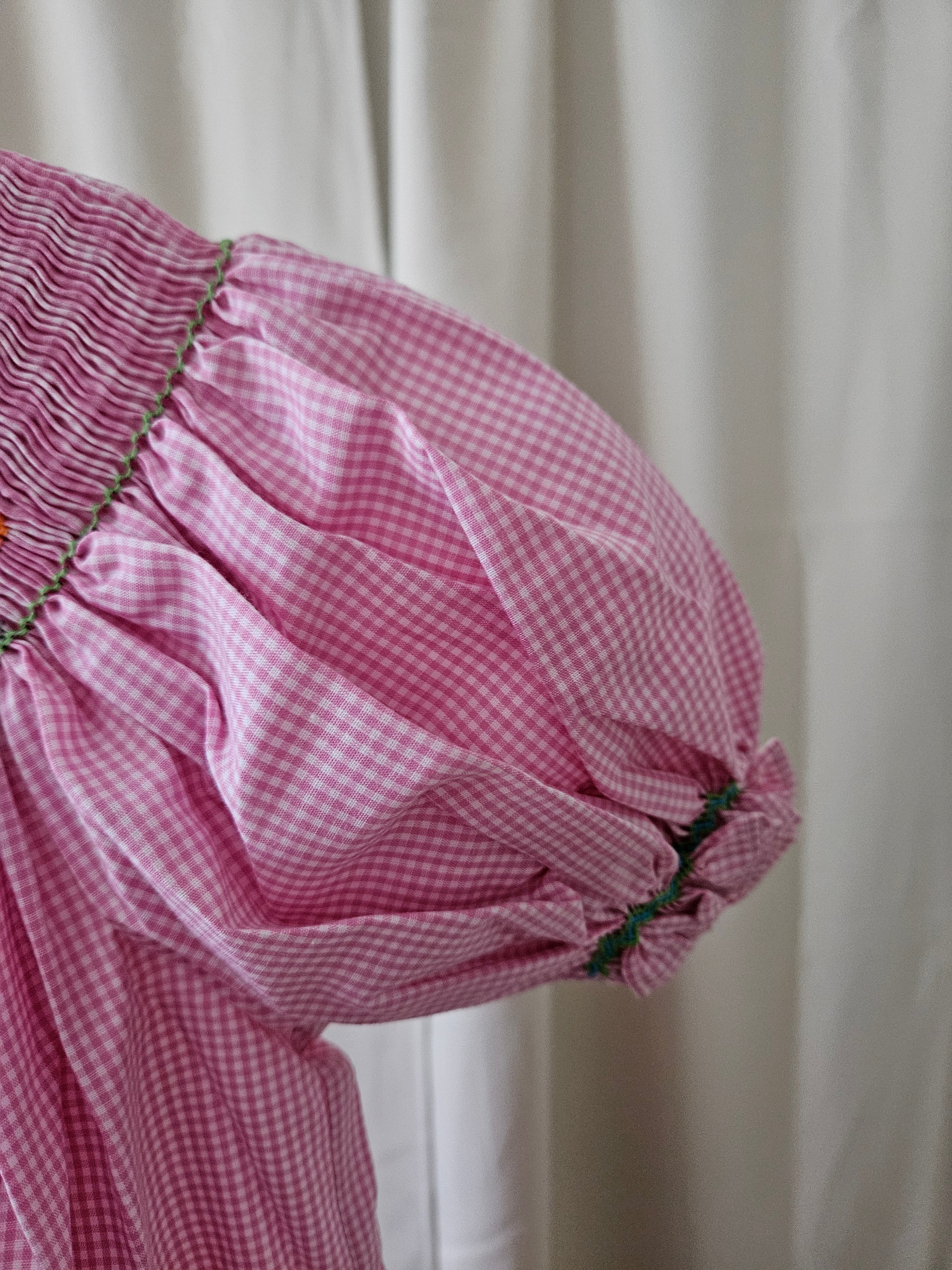Mom & Me Girls Sz 5 Pink & White Gingham Mary Poppins Smocked Bishop Dress