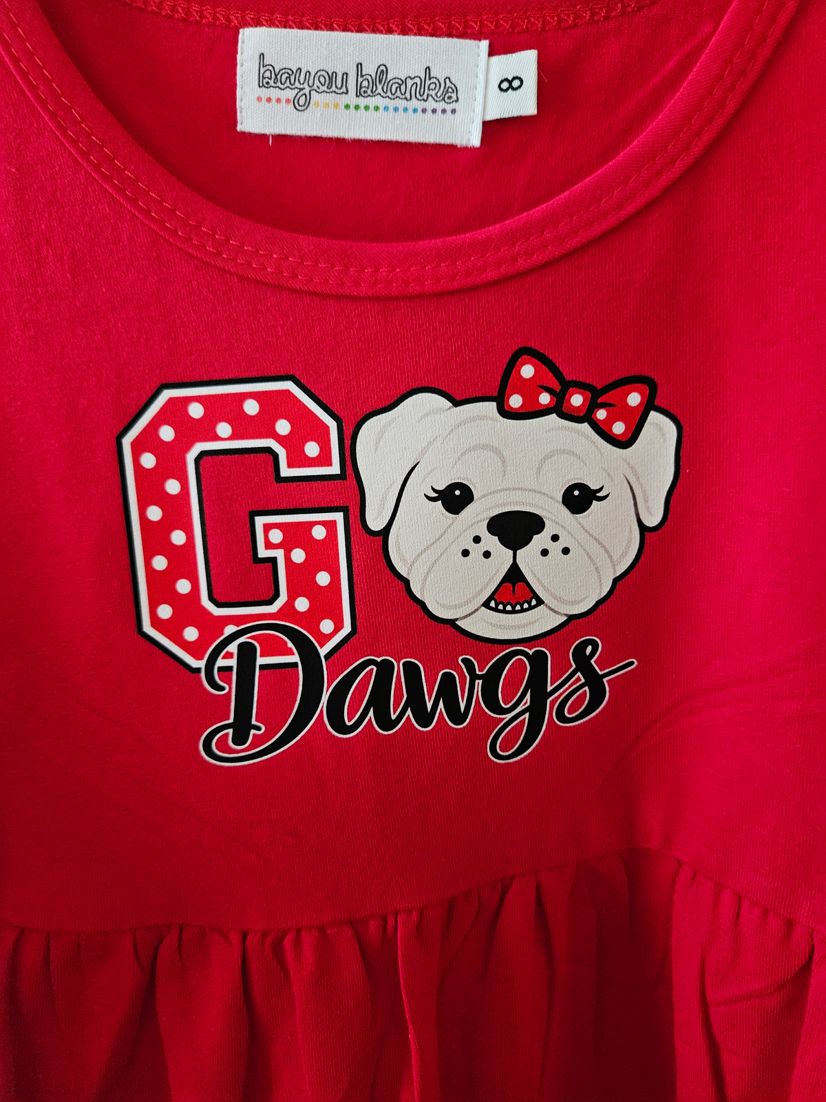 Red Long Sleeve Go Dogs Dress Bayou Blanks