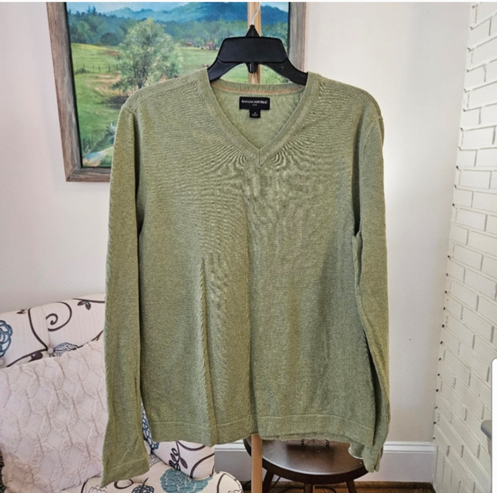 Banana Republic Men's Olive V-Neck Sweater Sz Med