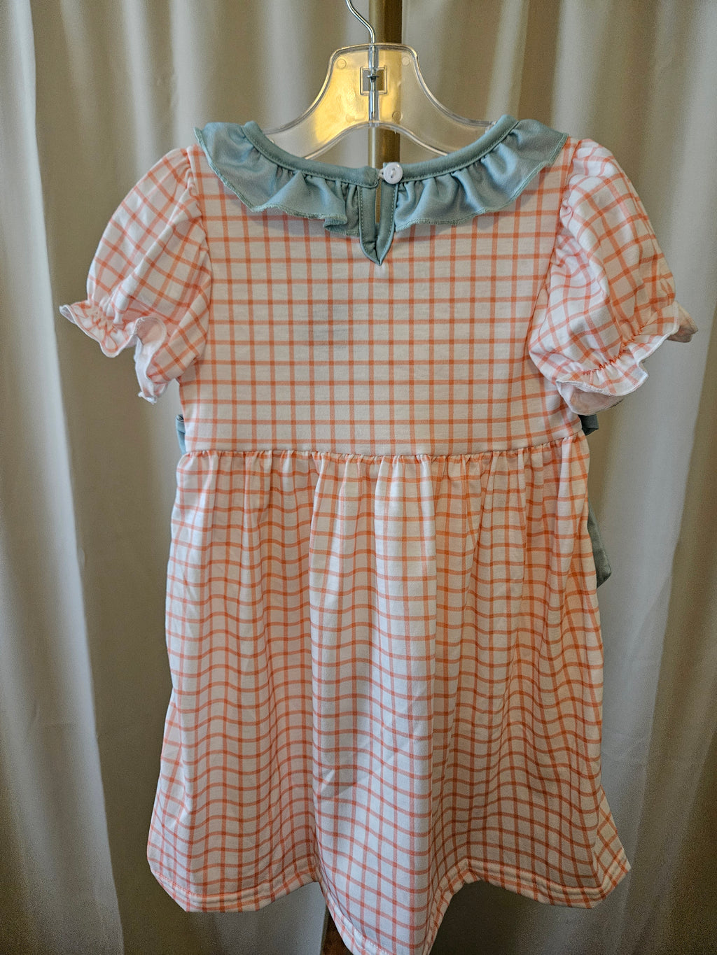 Custom Made Orange Plaid Pumpkin Smocked Dress Size 3T