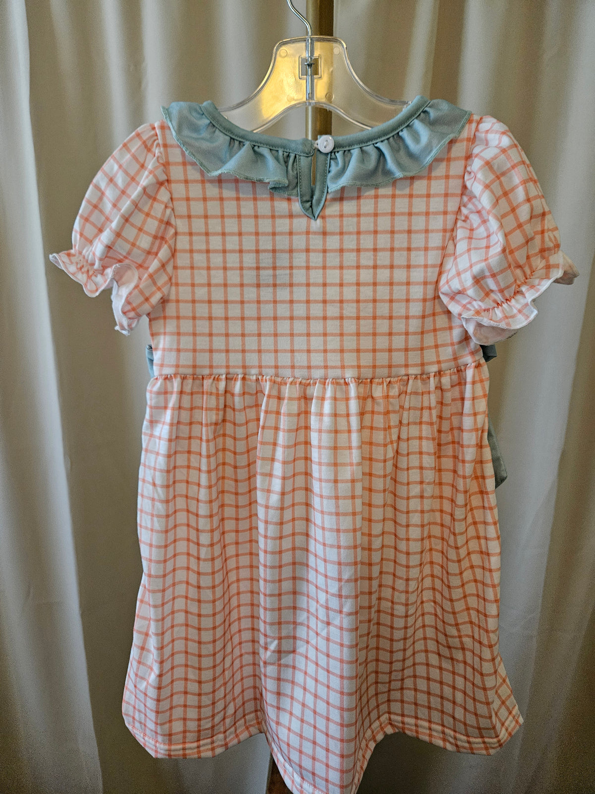 Custom Made Orange Plaid Pumpkin Smocked Dress Size 3T