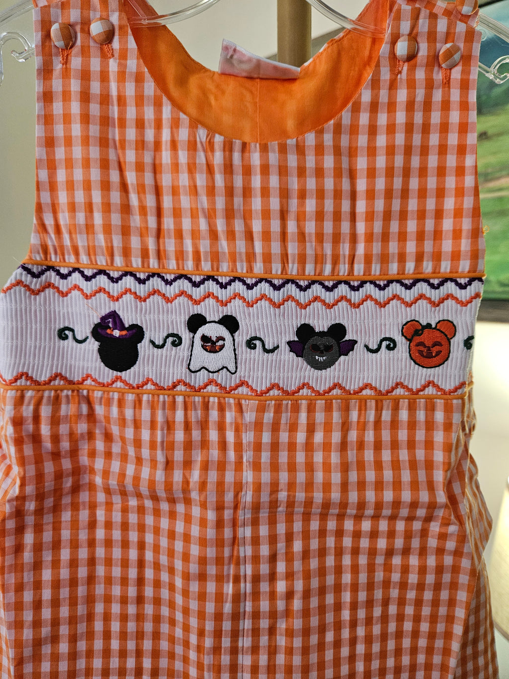 Angeline Kids Orange Gingham Halloween Mickey Jon-Jon