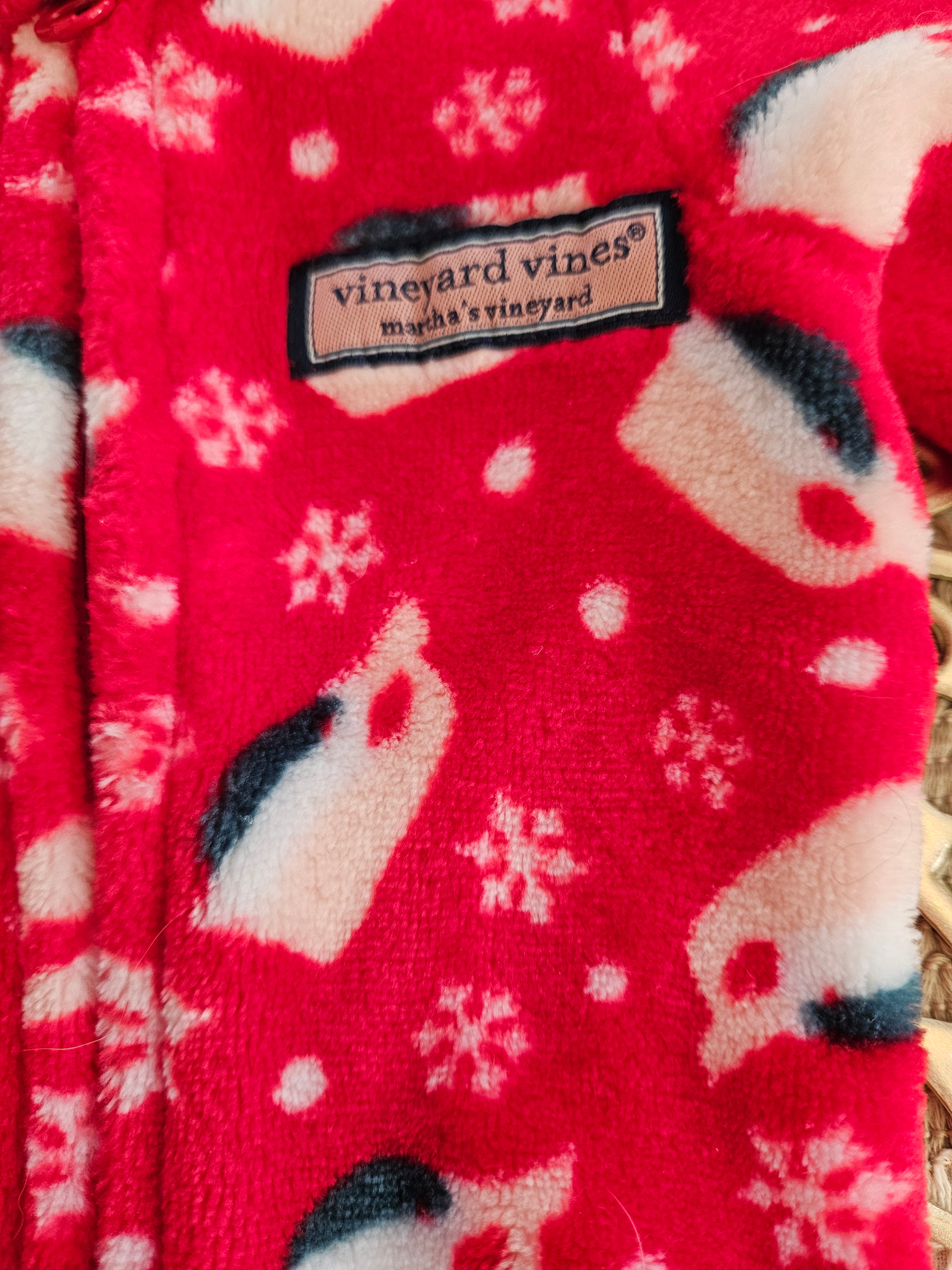 Vineyard Vines Baby Santa Whale Footed Fleece Sleeper Sz 3-6M