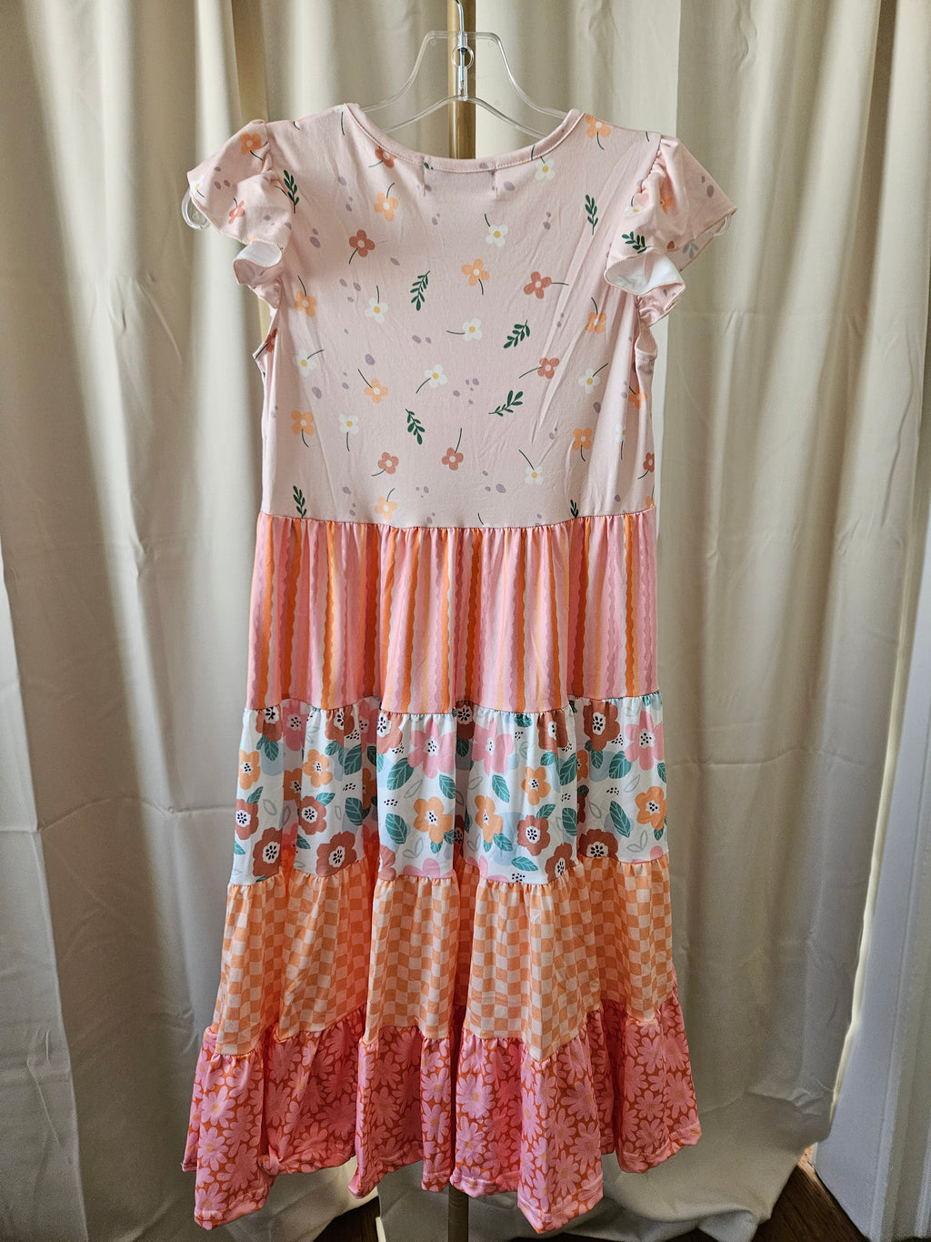 🌸 Adorable Sweetness Ava Retro Floral Check Tiered Dress 🌸