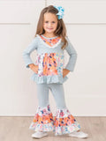 Marie Nicole Teal & Orange Garden Ruffle Sz 2T