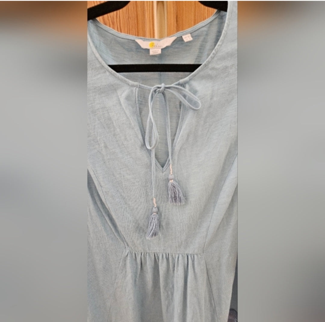 Boden Ayla Flounce Tie Front Top with Lace Trim Size 8