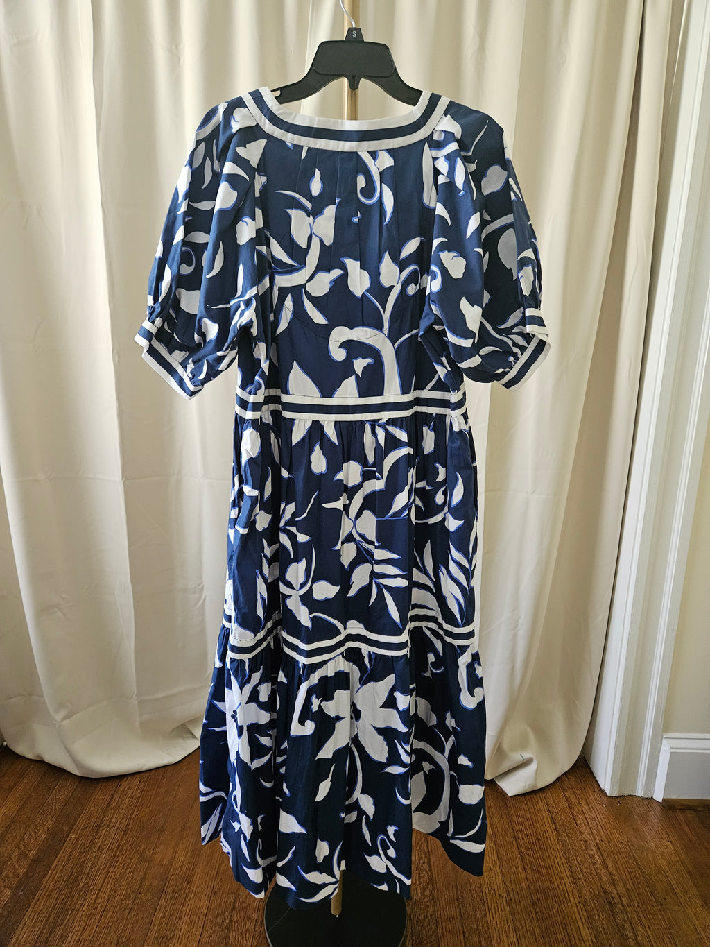 Gretchen Scott Navy & White Tailored Maxi Dress Size XL