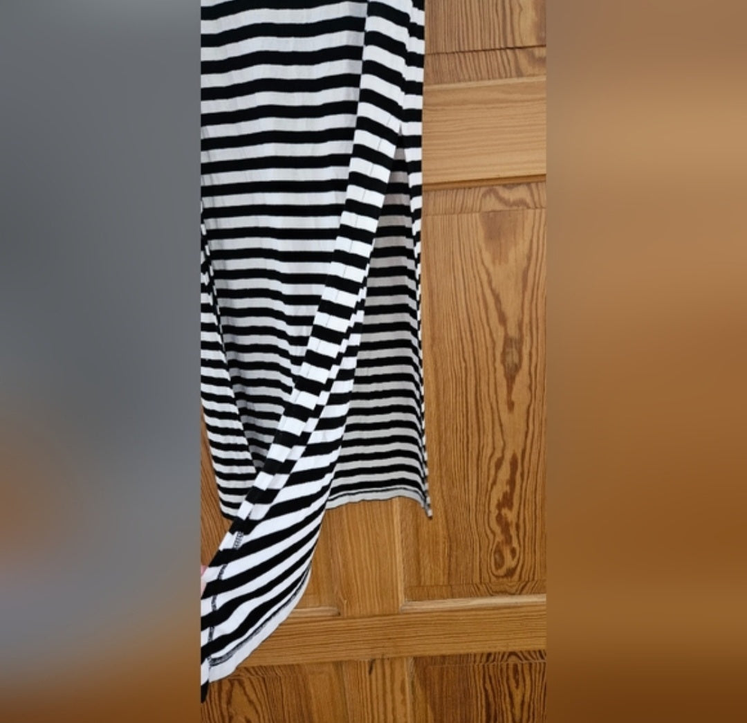 Michael Kors Maxi Blk & White Pull-on Elastic Waist Skirt Sz Large