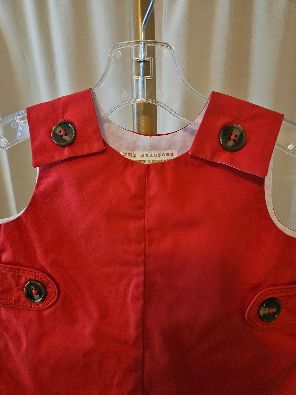 The Beaufort Bonnet Company Classic Red Overall Romper | Size 0–6M
