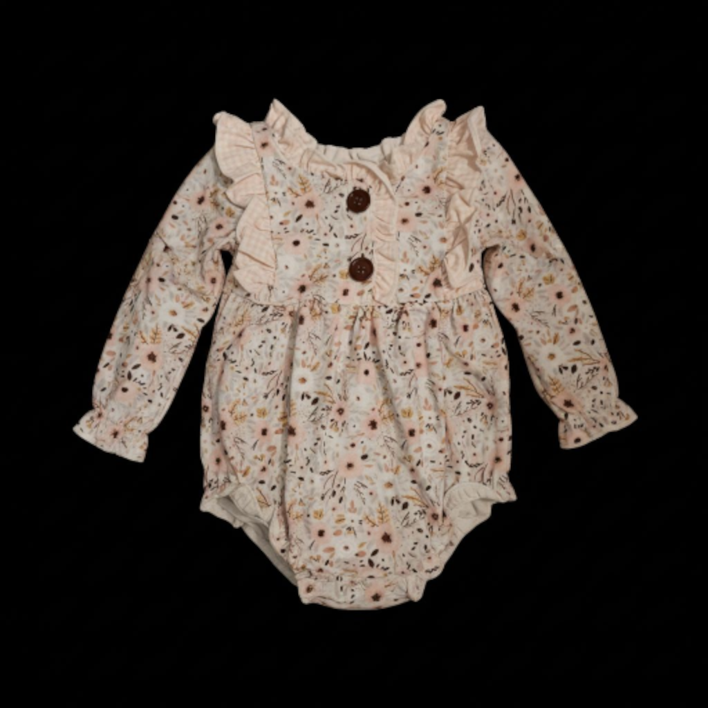 Sassy Kids Floral Ruffle Bubble Sz 6-12M