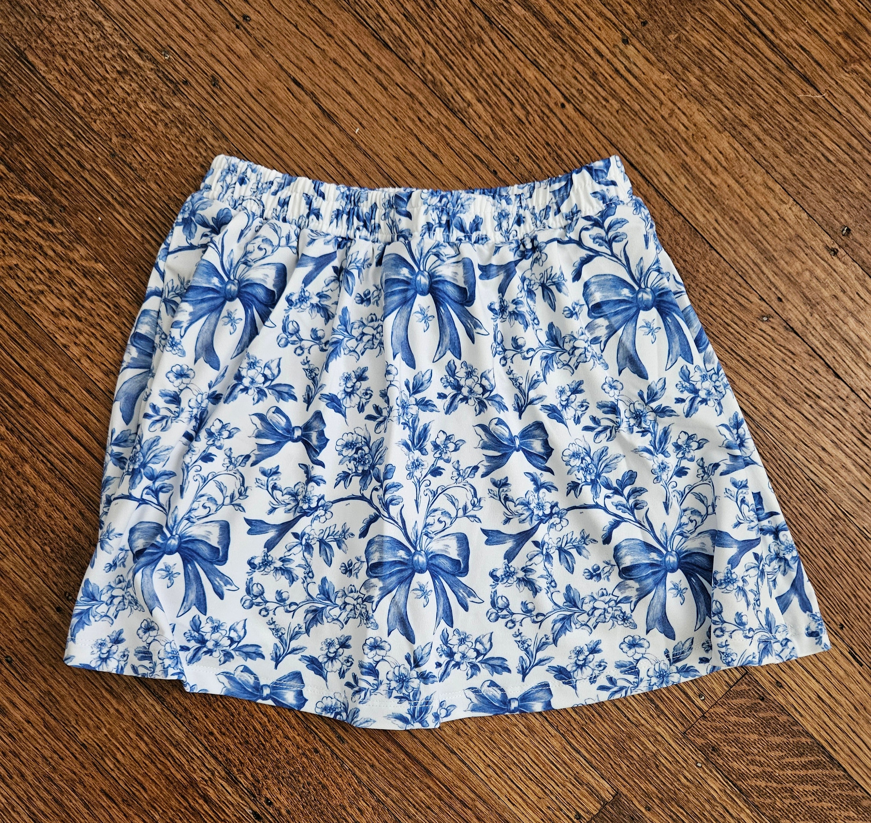 Millie Loves Lily Blue Flutter Top & Blue/White Bow Floral Skort Set | Sizes 6 & 8