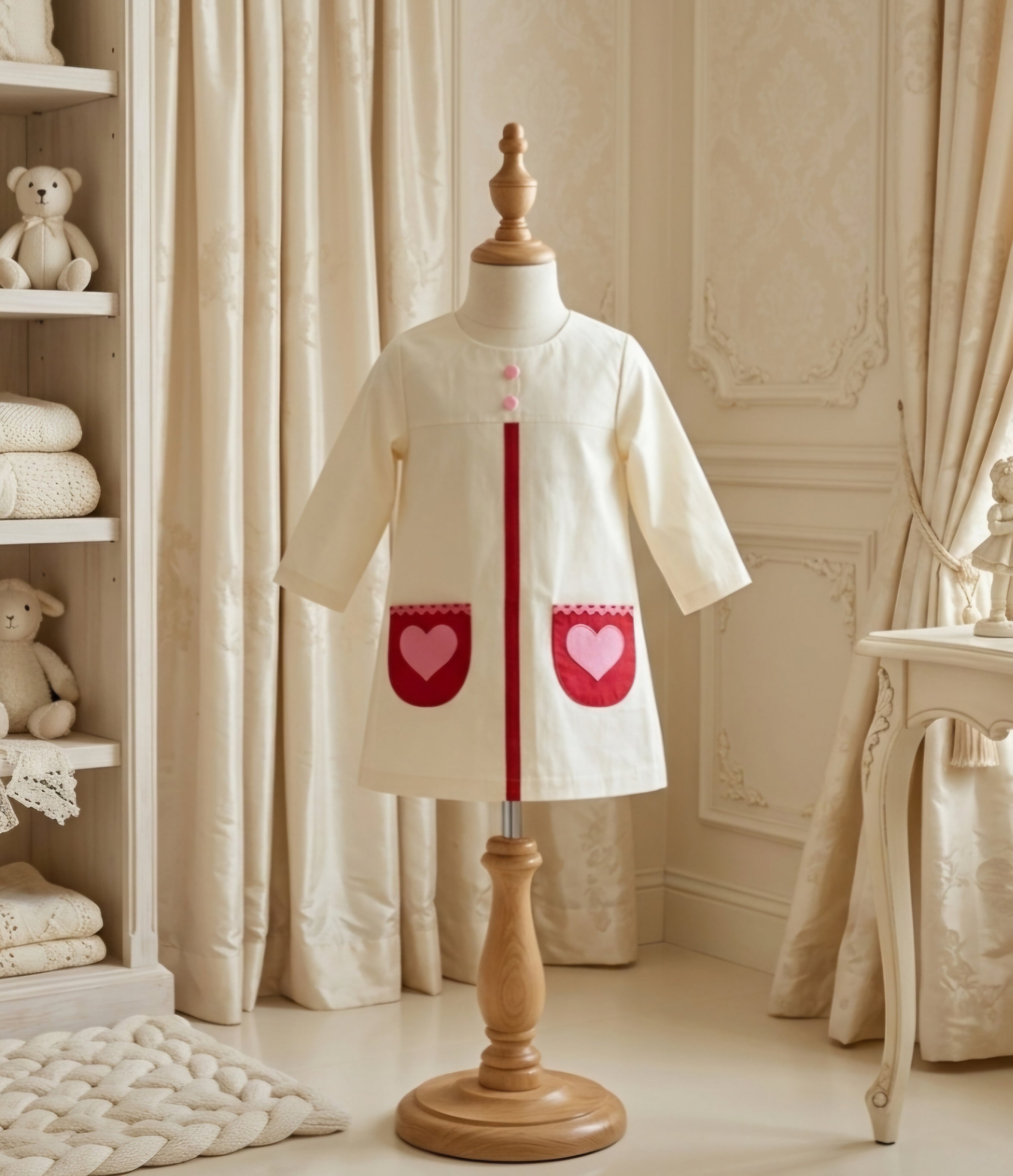 The Beaufort Bonnet Company Peggy's Pocket Dress Broadcloth Heart Pockets 12-18M & 18-24M