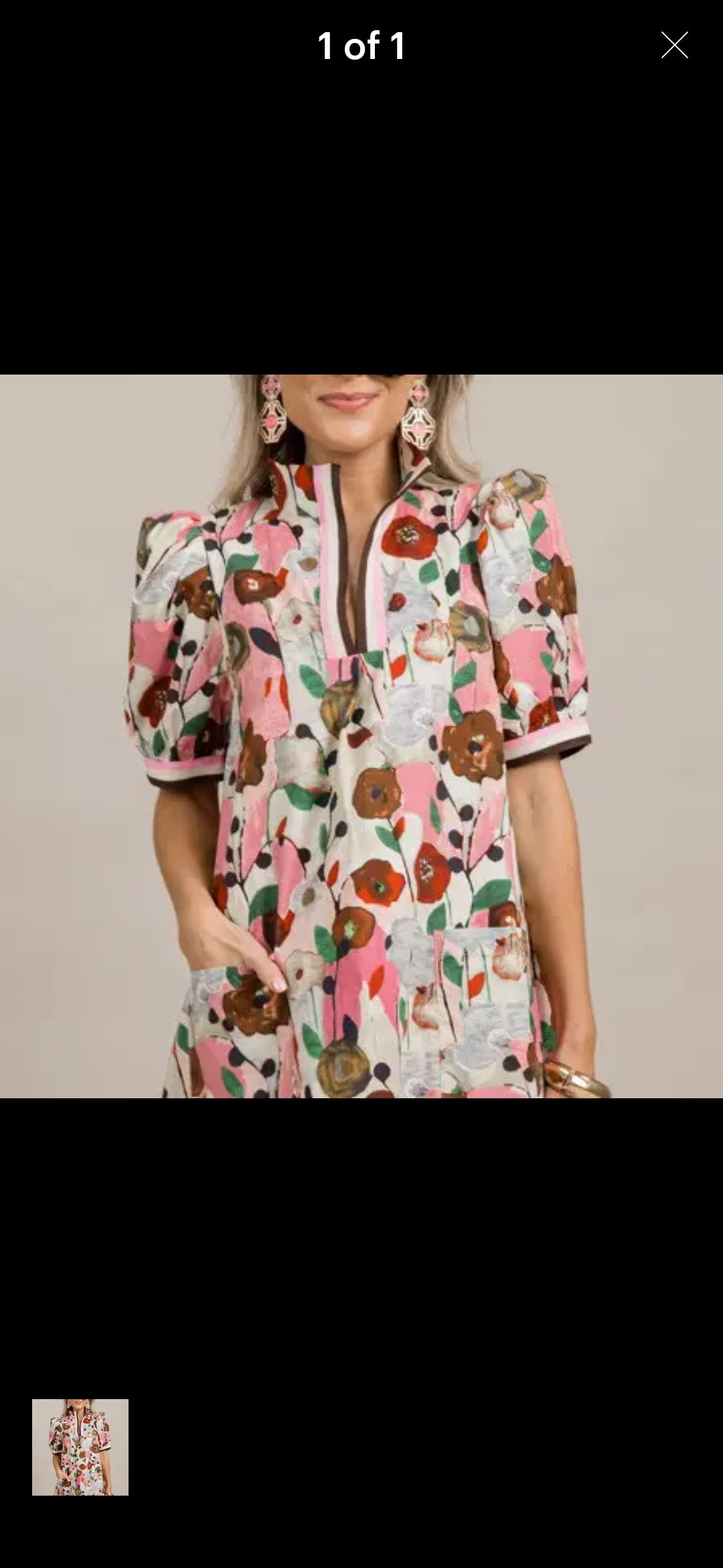 Rosa Clothing Gardenia Floral Print Puffy Sleeve Dress